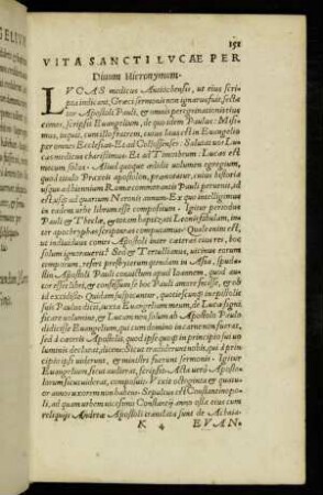 Vita Sancti Lucae per Divum Hieronymum.