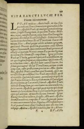 Vita Sancti Lucae per Divum Hieronymum.