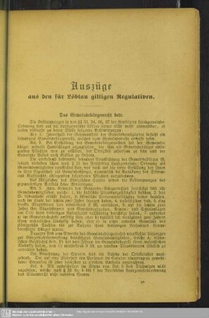 Auszüge aus den für Löbtau giltigen Regulativen