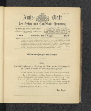 No.169, Mittwoch, den 23. Juli 1919
