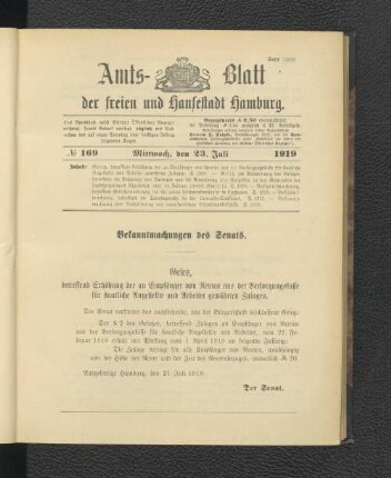 No.169, Mittwoch, den 23. Juli 1919