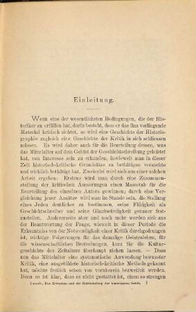 Das Erwachen und die Entwickelung der historischen Kritik im Mittelalter : Vom VI.-XII. Jh.