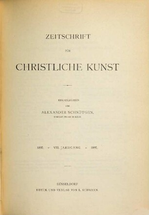 Zeitschrift für christliche Kunst. 8. 1895