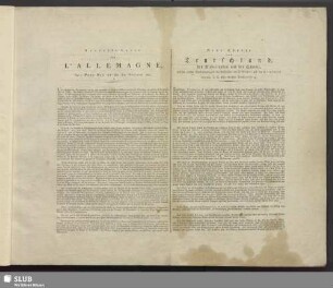 Teutschland mit einer Tabelle und historischen Uebersicht