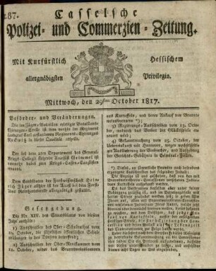 Nr. 87, Mittwoch, den 29sten October 1817