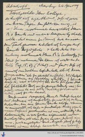 Brief von Alfons Kissner an Alfred Bassermann