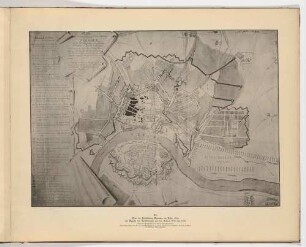 Stadtplan von Dresden im Siebenjährigen Krieg 1760 mit Bastionen und Zerstörungen, aus dem Atlas zur Geschichte Dresdens von 1898