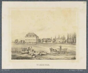 Das Rittergut in Wiederau (Pegau-Wiederau), südlich von Leipzig, aus dem Album der Rittergüter und Schlösser im Königreiche Sachsen, 1. Band