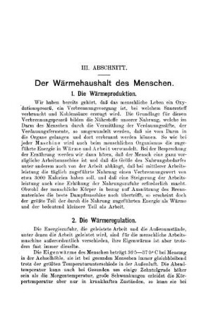 III. Abschnitt. Der Wärmehaushalt des Menschen.