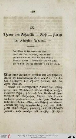 IX. Theater und Schausäle - Corso - Pallast der Königinn Johanna