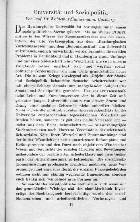 Universität und Sozialpolitik.