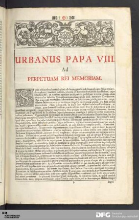 Urbanus Papa VIII. Ad Perpetuam Rei Memoriam
