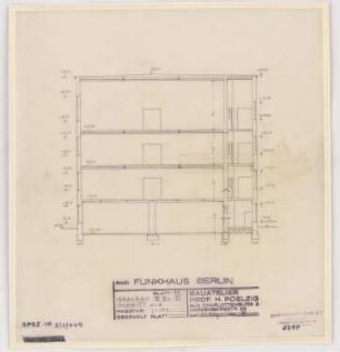 Haus des Rundfunks, Berlin-Charlottenburg: Saalbau 2, 2a, 6, Querschnitt c-d 1:100