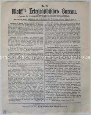 Nachrichtenblatt zum Kriegsgeschehen im 1. Weltkrieg