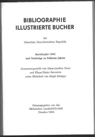 1982: Berichtsjahr 1982 und Nachträge zu früheren Jahren