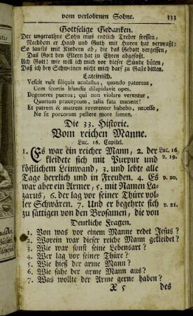 Die 33. Historie. Vom reichen Manne. - Die 40. Historie. Vom Jüngsten Gerichte.