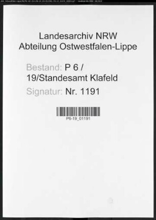 Sterberegister Standesamt Klafeld