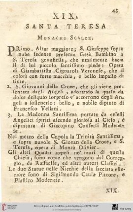 Num. XIX.: Santa Teresa