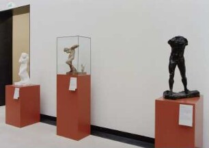 Dresden-Altstadt. Ausstellungsgebäude an der Brühlschen Terrasse (Lipsius-Bau). Ausstellung "Vor 100 Jahren. Rodin in Deutschland, 10.06.-13.08.2006". Raumaufnahme Ausstellungssaal. Ansicht mit "Eva", "Meditation" und "Schreitendem Mann"
