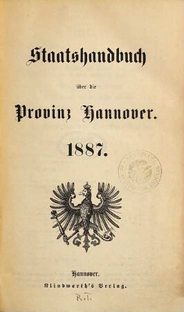 Staats-Handbuch über die Provinz Hannover. 1887