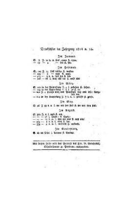 Druckfehler im Jahrgang 1814 u. 15