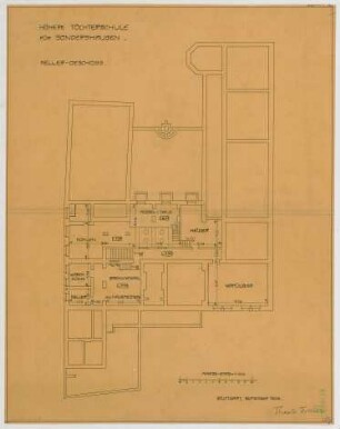 Fischer, Theodor; Sondershausen; Höhere Töchterschule - Grundriss Keller