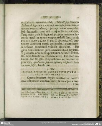 §. XIV. Aliter Tamen In Legato Ususfructus Atque Proprietatis