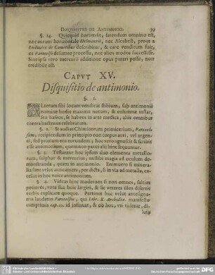 Caput XV. Disquisitio de antimonio