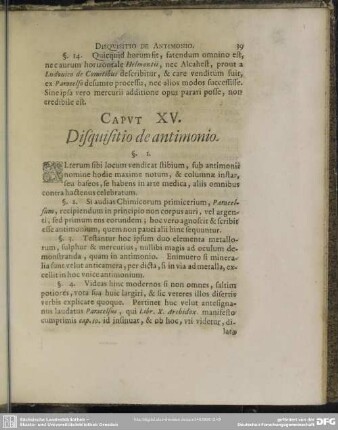 Caput XV. Disquisitio de antimonio