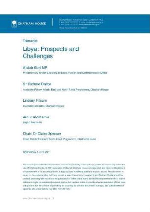 Libya : prospects and challenges