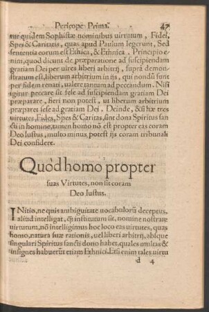 Quod homo propter suas Virtutes, non sit coram Deo Iustus.