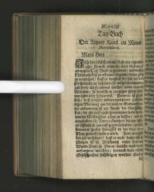 Tag-Buch Der Artzney Kunst im Monat Novembris