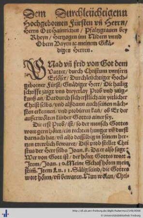 Dem Durchleüchtigenn Hochgebornen Fürsten vn Herrn Otthainrichen...