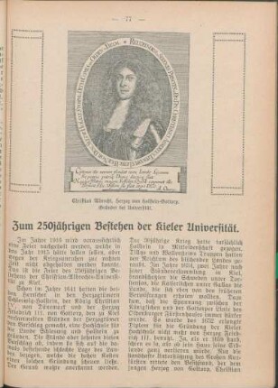 Zum 250jährigen Bestehen der Kieler Universität.