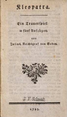 Kleopatra : ein Trauerspiel in fünf Aufzügen