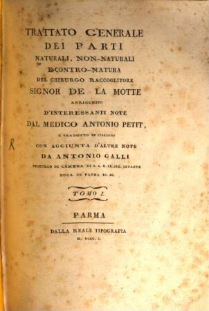 Trattato generale dei parti naturali, non-naturali e contro-natura, 1 (1801)