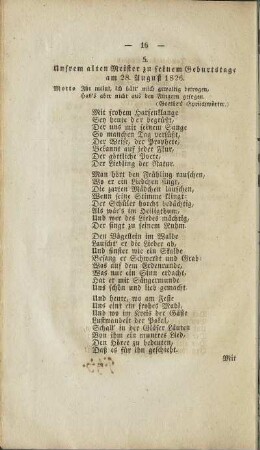 5. Unsrem alten Meister zu seinem Geburtstage am 28. August 1826