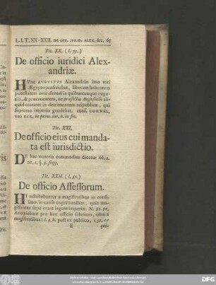 Tit. XXII. (I. 51.) De officio Assessorum.