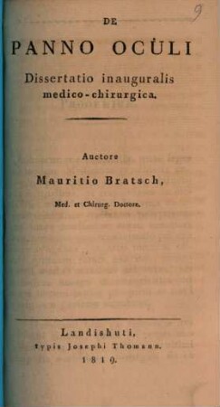 De panno oculi : Diss. inaug. med. chir.