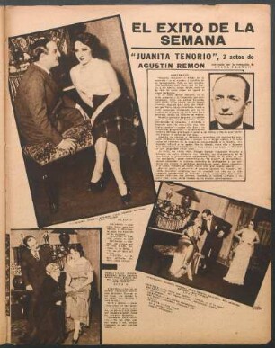 El éxito de la semana : "Juanita Tenorio", 3 actos de Agustín Remón