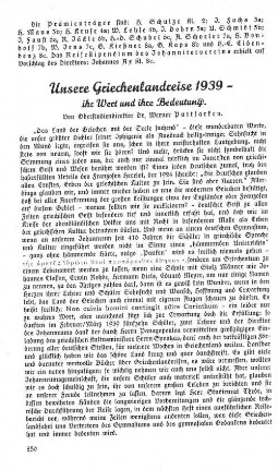 Unsere Griechenlandreise 1939 - ihr Wert ihre Bedeutung.