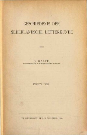 Geschiedenis der Nederlandsche letterkunde. 1