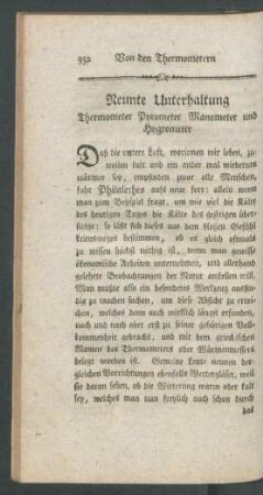 Neunte Unterhaltung: Thermometer Pyrometer Manometer und Hygrometer
