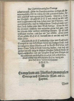 Euangelium am Fünffundzwantzigsten Sontage nach Trinitatis/ Matt. am 24. Capittel.