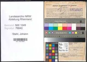 Entnazifizierung Johann Stahl , geb. 21.05.1904 (Kaufmann)