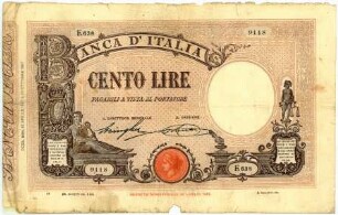 Geldschein, 100 Lire, 12.4.1927