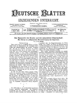 Das Eigenrecht des Kindes und die menschliche Gemeinschaft : Ein Beitrag zur pädagogischen Reformbewegung der Gegenwart