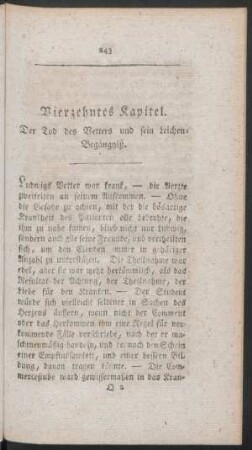 Vierzehntes Kapitel. Der Tod des Vetters und seine Leichen-Begängniß