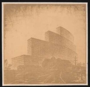 Messehaus, Hamburg Vorschlag B: Perspektivische Ansicht vom Standpunkt A (von Inv.Nr. 3306)