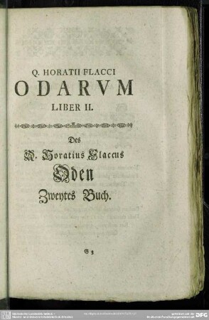 Q. Horatii Flacci Odarum Liber II.